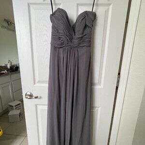 Dessy Collection Steel Grey Ruched Chiffon Bridesmaid Gown